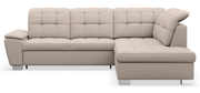 Canapé d'angle droit Jamaal avec fonction couchage et coffre de rangement, tissage beige
