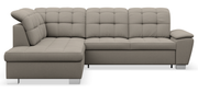 Canapé d'angle gauche avec fonction couchage et coffre de rangement Jamaal, tressage gris-beige