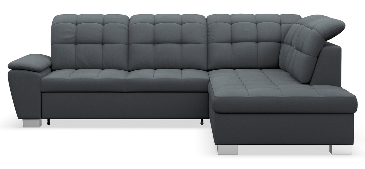 Canapé d'angle droit Jamaal avec fonction couchage et coffre, tissage gris foncé