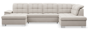 Ecksofa mit Schlaffunktion Jamaal U-förmig linksseitig mit Stauraum, grau-beiger hydrophober Samt