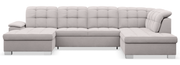 Canapé d'angle avec fonction couchage Jamaal en U, côté gauche, avec coffre, velours hydrofuge gris clair