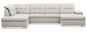 Canapé d'angle droit avec fonction couchage Jamaal en U avec rangement, tressage crème