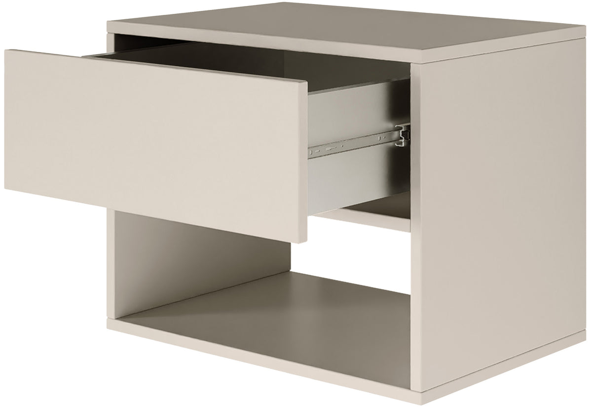 Table de chevet Framme suspendue avec tiroir et niche 50 cm cachemire