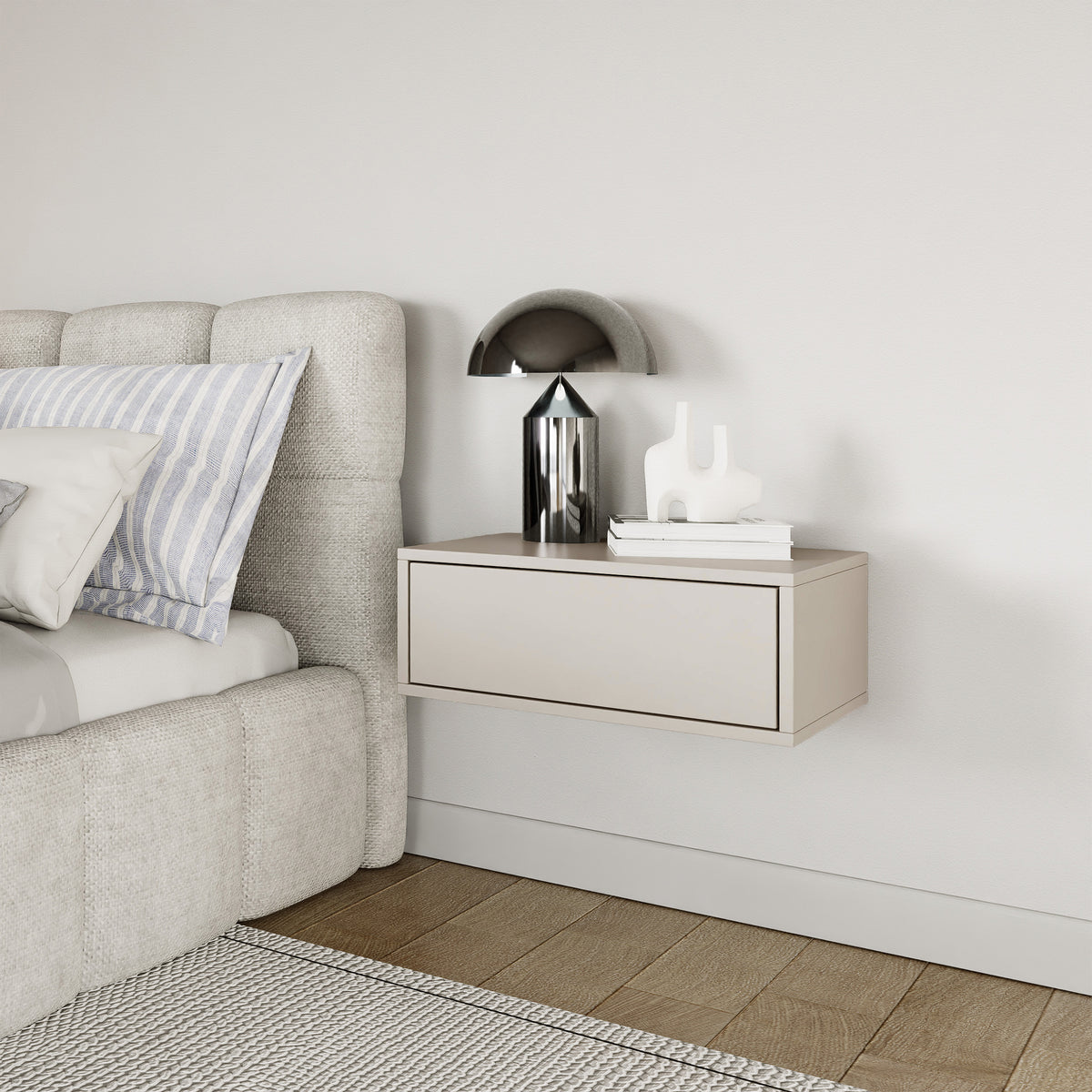 Table de chevet Framme suspendue avec tiroir 50 cm cachemire