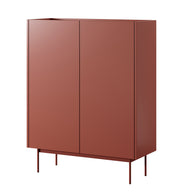 Commode haute Color 97 cm 2 portes Brique / Chêne Linea