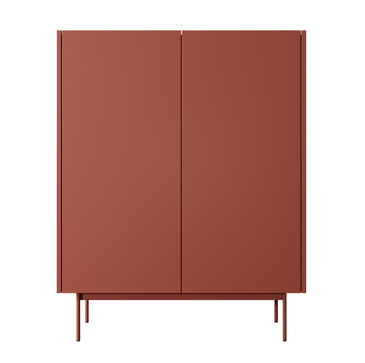 Commode haute Color 97 cm 2 portes Brique / Chêne Linea