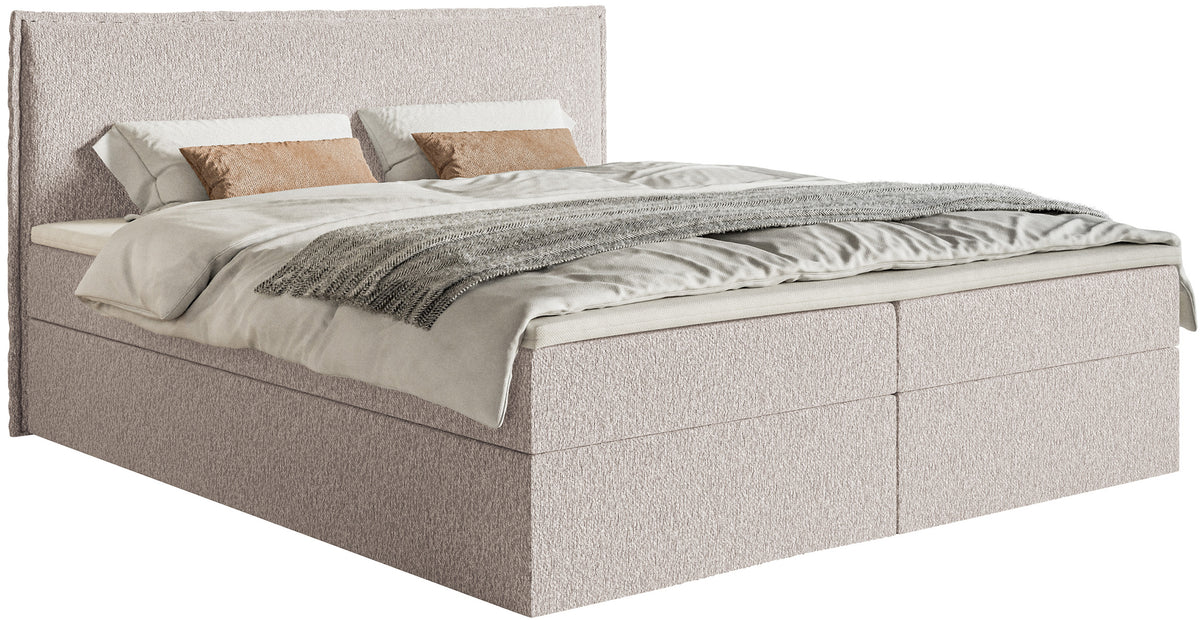 Kontinentalbett 140x200 cm Softie mit Stauraum und Topper, beige Chenille