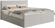 Kontinentalbett 180x200 cm Softie mit Stauraum und Topper, hellgrauer Chenillestoff