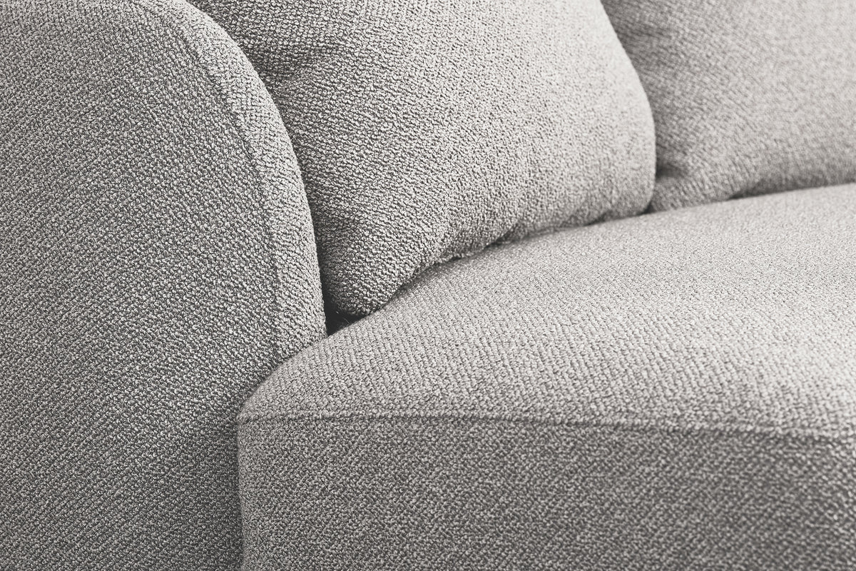 Modulares Ecksofa Lanomi L-förmig, rechtsseitig, hellgrauer Bouclé-Stoff