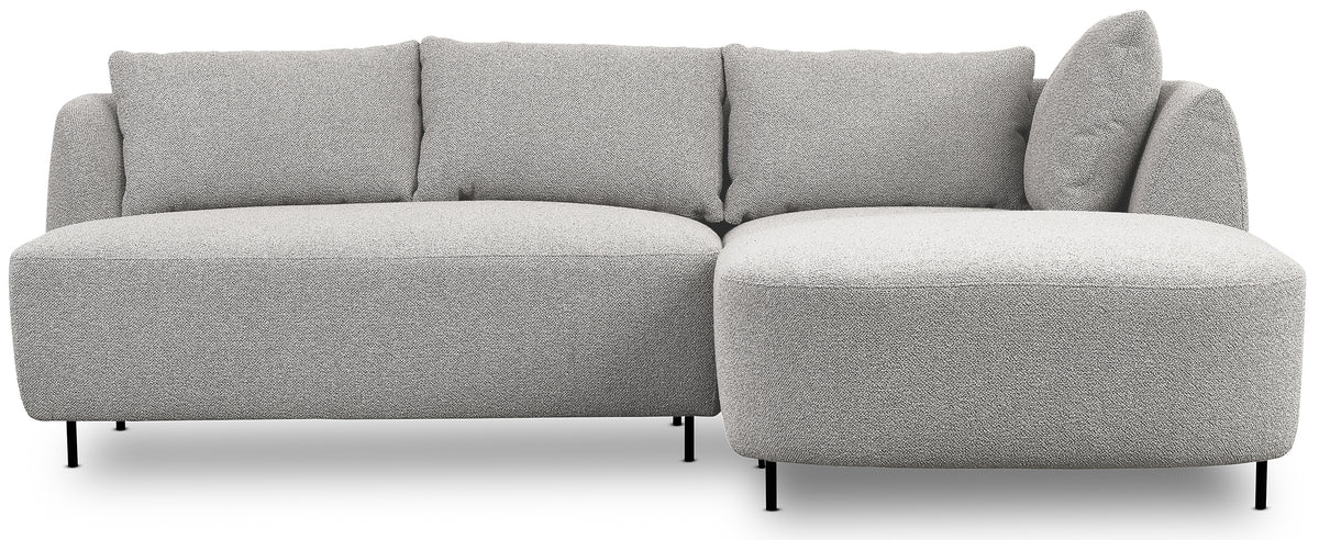 Modulares Ecksofa Lanomi L-förmig, rechtsseitig, hellgrauer Bouclé-Stoff