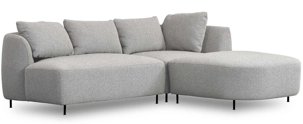 Modulares Ecksofa Lanomi L-förmig, rechtsseitig, hellgrauer Bouclé-Stoff