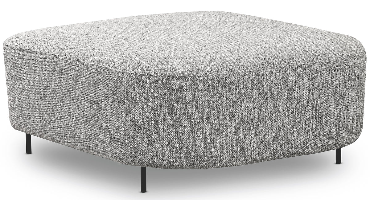 Modulares Ecksofa Lanomi L-förmig, rechtsseitig, hellgrauer Bouclé-Stoff