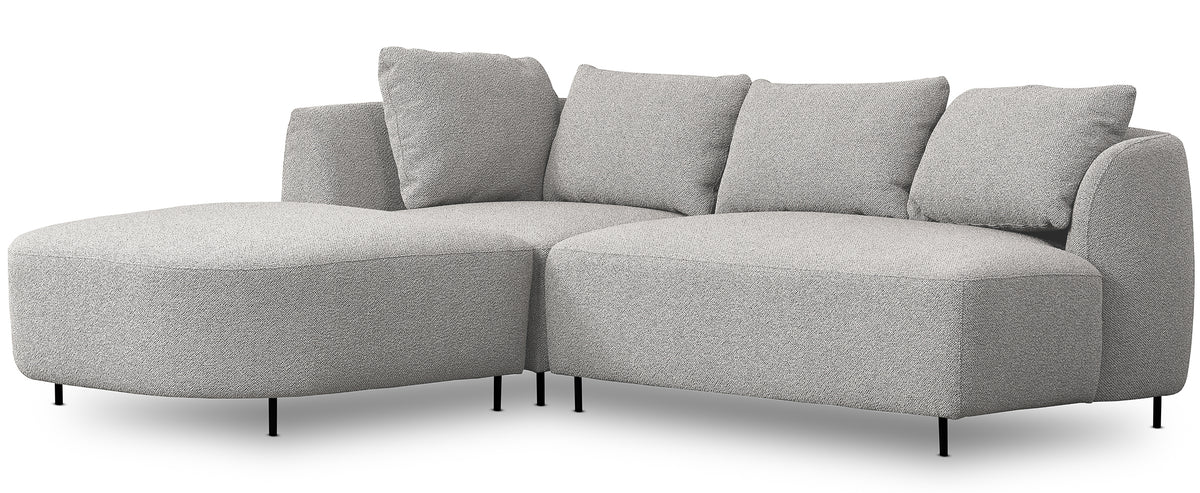 Canapé d'angle modulable Lanomi en L, côté gauche, bouclé gris clair