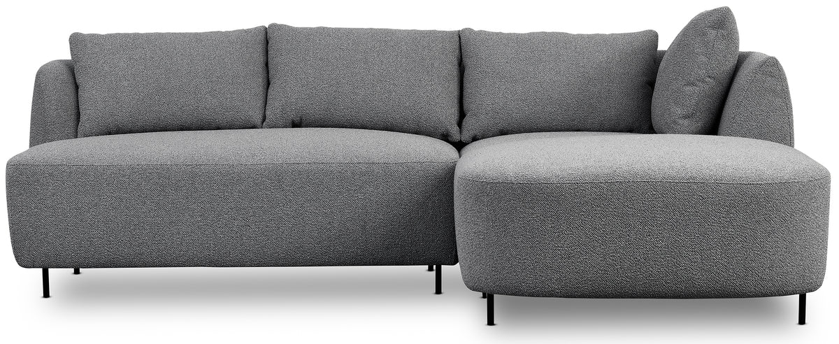 Canapé d'angle modulaire Lanomi en boucle grise, forme L, orientation droite