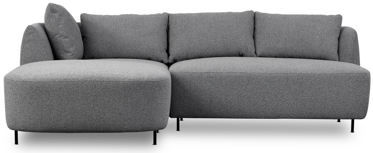 Modulares Ecksofa Lanomi L-förmig, linksseitig, grau Bouclé