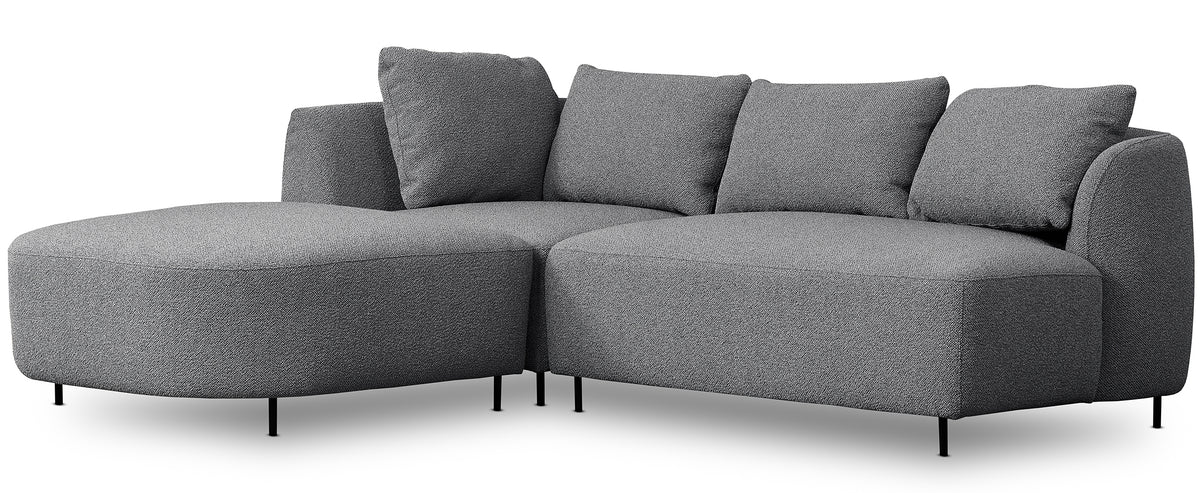 Modulares Ecksofa Lanomi L-förmig, linksseitig, grau Bouclé