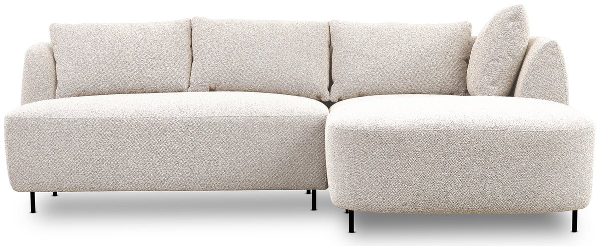 Modulares Ecksofa Lanomi, L-förmig, rechtsseitig, cremefarbenes Bouclé