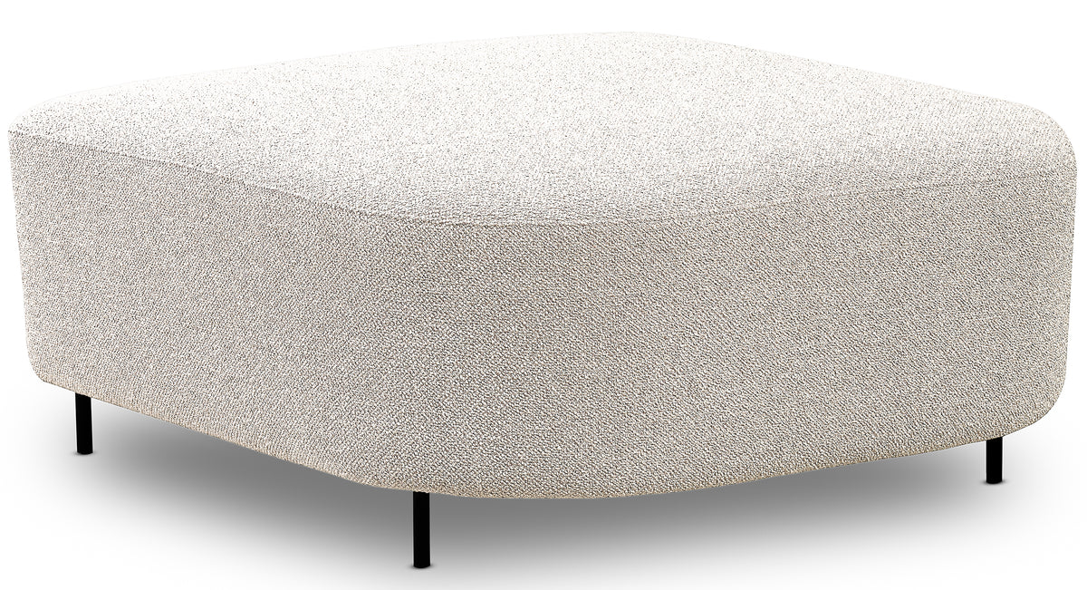 Modulares Ecksofa Lanomi, L-förmig, rechtsseitig, cremefarbenes Bouclé