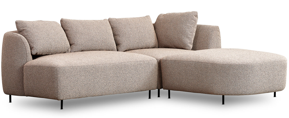 Modulares Ecksofa Lanomi L-förmig, rechtsseitig, beige Bouclé