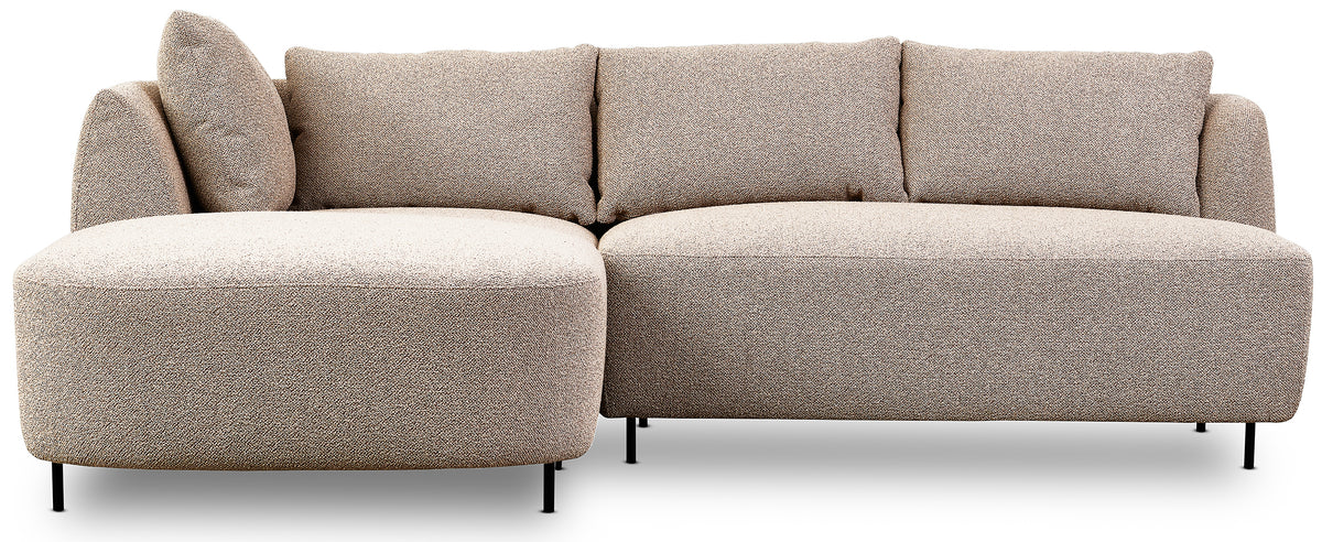 Canapé d'angle modulable Lanomi en L, gauche, beige bouclé