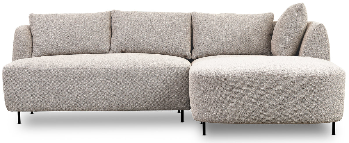 Canapé d'angle modulaire Lanomi en L, droit, bouclé gris-beige