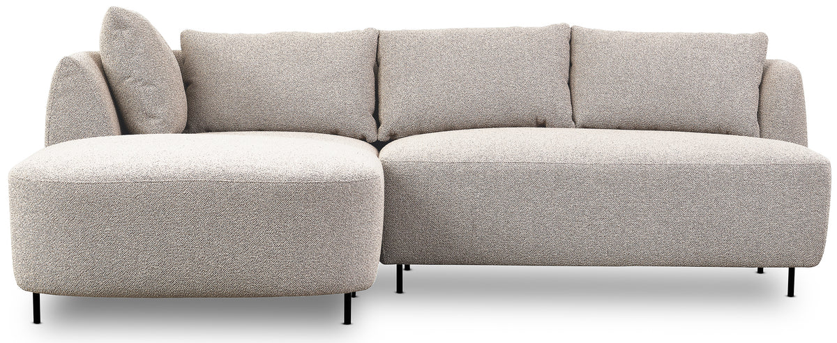 Modulares Ecksofa Lanomi L-förmig, linksseitig, grau-beiges Bouclé