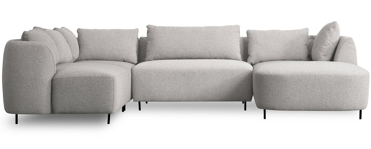 Modulares Ecksofa Lanomi U-förmig, linksseitig, hellgrauer Bouclé-Stoff
