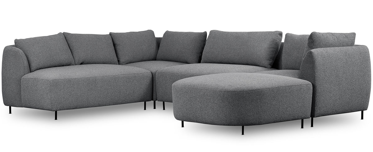 Canapé d'angle modulable Lanomi en U, côté gauche, gris boucle