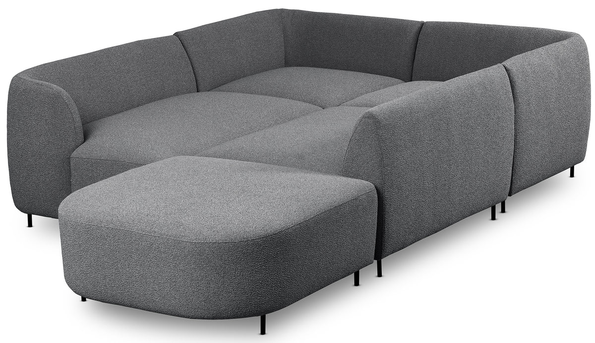 Canapé d'angle modulable Lanomi en U, côté gauche, gris boucle
