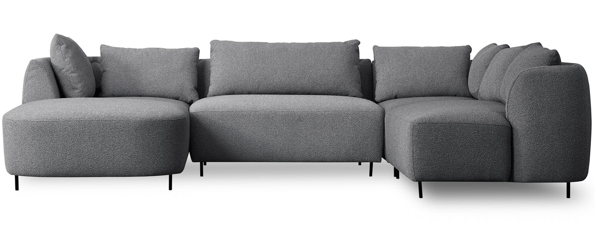 Modulares Ecksofa Lanomi U-förmig, rechtsseitig, grau Bouclé