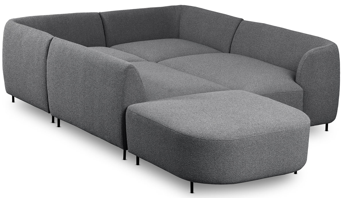 Modulares Ecksofa Lanomi U-förmig, rechtsseitig, grau Bouclé