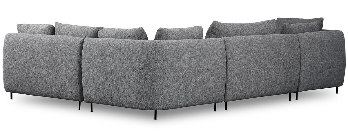 Modulares Ecksofa Lanomi U-förmig, rechtsseitig, grau Bouclé