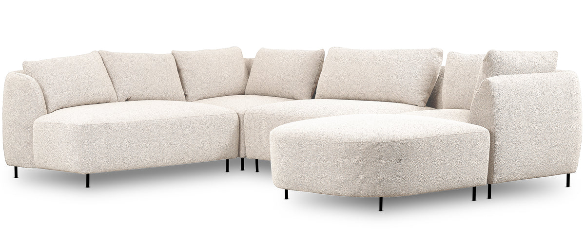 Modulares Lanomi Ecksofa U-förmig, linksseitig, cremefarbenes Bouclé