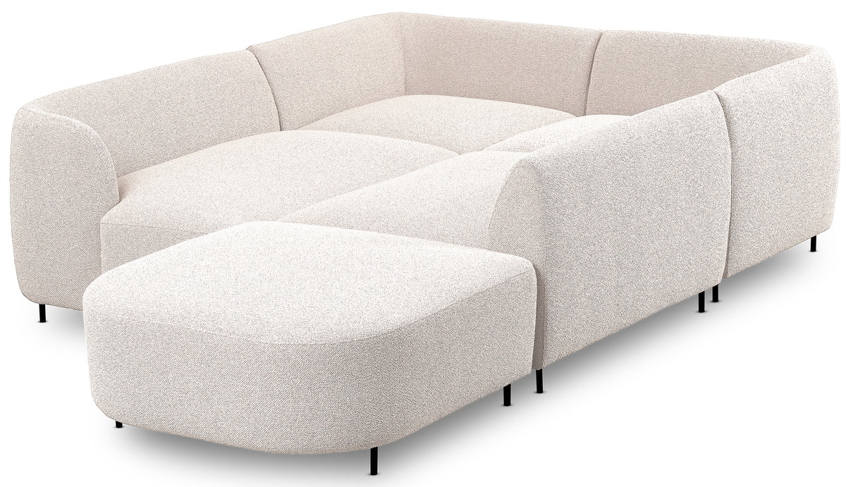 Modulares Lanomi Ecksofa U-förmig, linksseitig, cremefarbenes Bouclé