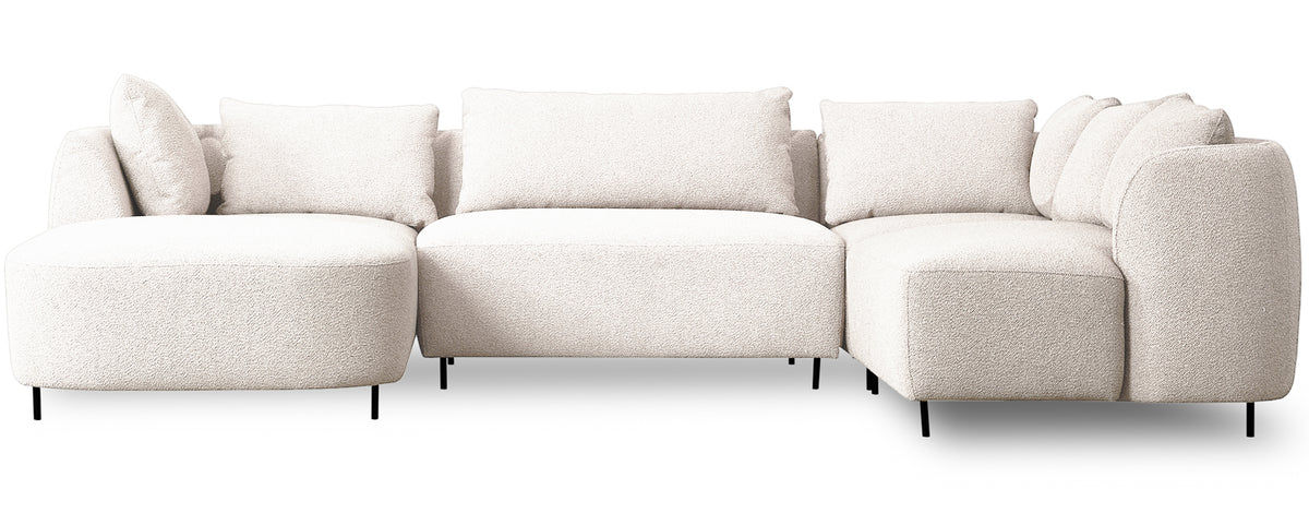 Modulares Ecksofa Lanomi U-förmig, rechtsseitig, cremefarbenes Bouclé