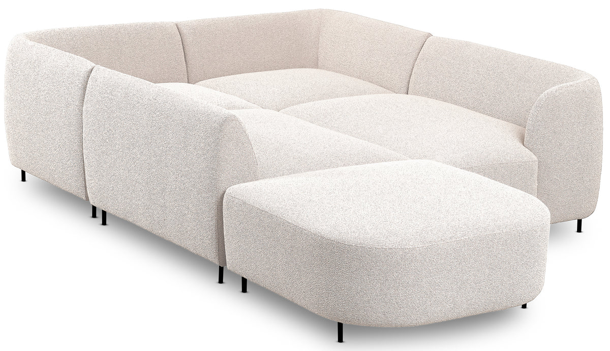 Canapé d'angle modulable Lanomi en U, version droite, bouclé crème