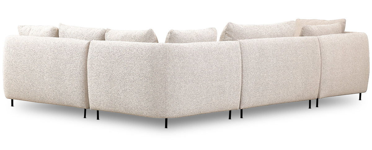 Canapé d'angle modulable Lanomi en U, version droite, bouclé crème