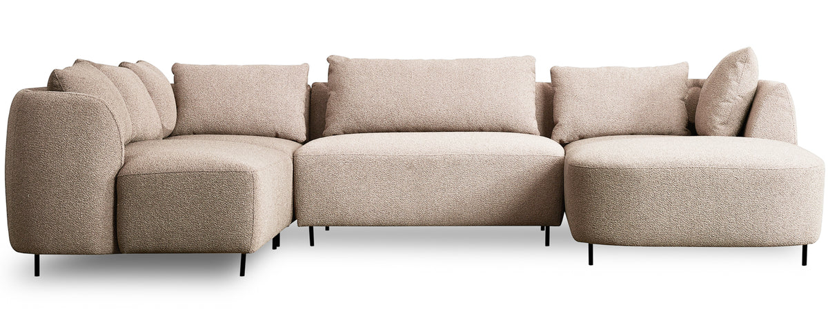 Canapé d'angle modulable Lanomi en U, côté gauche, beige boucle