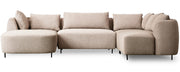 Canapé d'angle modulable Lanomi en U, version droite, beige boucle