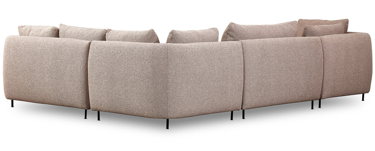 Canapé d'angle modulable Lanomi en U, version droite, beige boucle