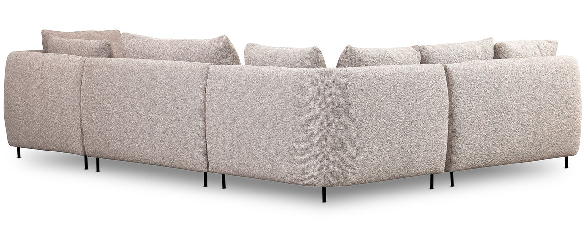 Canapé d'angle modulable Lanomi en U, gauche, bouclé gris-beige