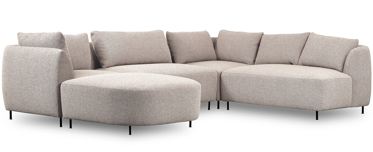 Canapé d'angle modulable Lanomi en U, droit, bouclé gris beige