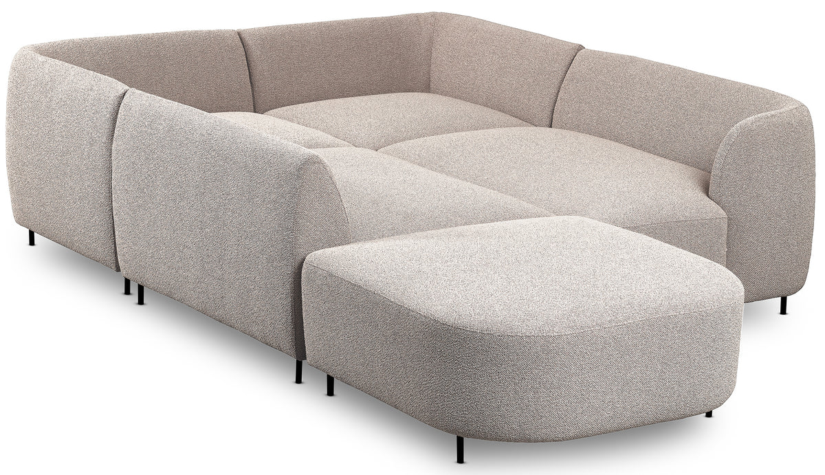Canapé d'angle modulable Lanomi en U, droit, bouclé gris beige
