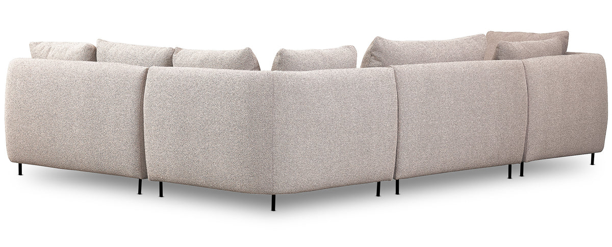 Canapé d'angle modulable Lanomi en U, droit, bouclé gris beige