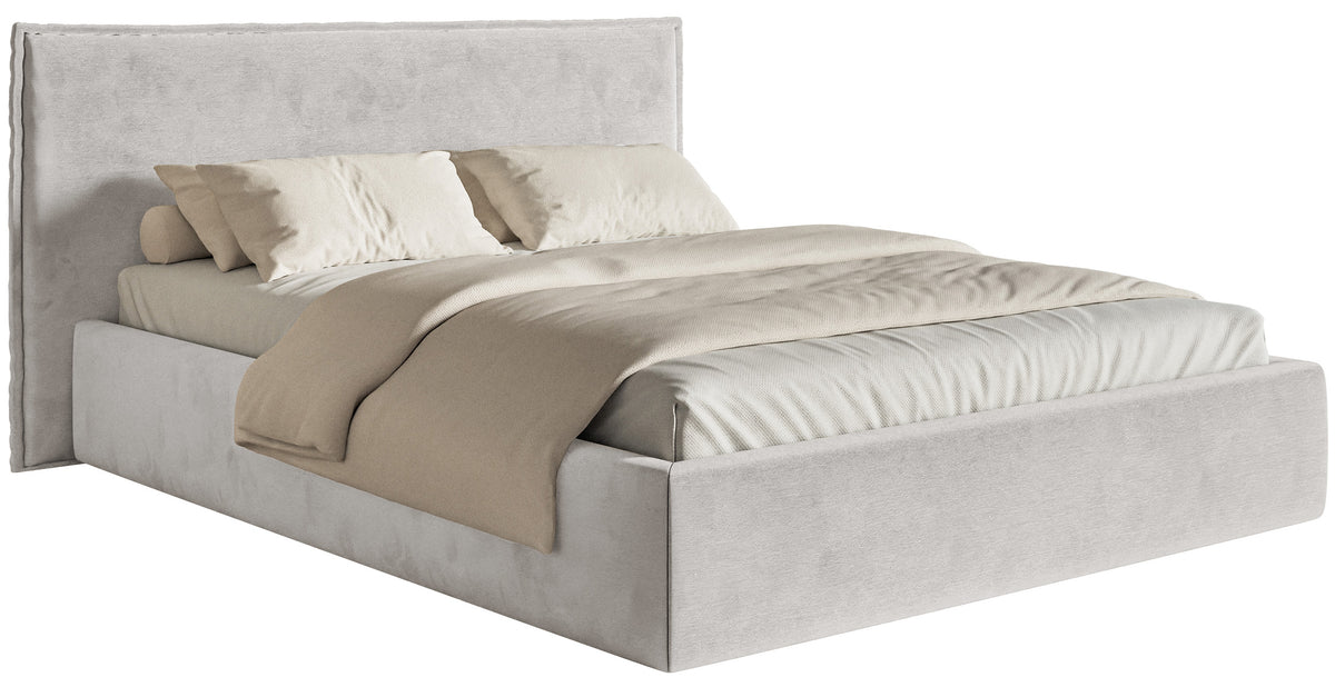 Polsterbett 180x200 cm Softie hellgrauer Velours, wasserabweisend