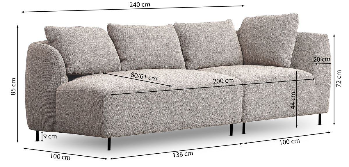 Canapé modulaire Lanomi en bouclé crème