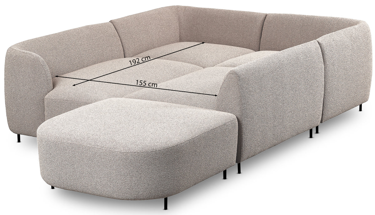 Modulares Ecksofa Lanomi U-förmig, rechtsseitig, grau Bouclé