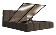 Gepolstertes Bett 180x200 cm Cloudy mit Stauraum, braunes Bouclé