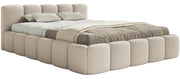 Polsterbett 160x200 cm Cloudy Low mit Stauraum, hellbeige Bouclé, Metallrahmen