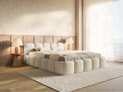 Lit rembourré 160x200 cm Cloudy Low beige clair Bouclé avec sommier à lattes en bois